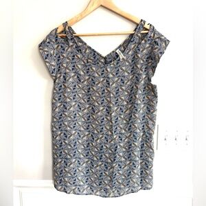 PerSeption Concept flowy cold shoulder sleeveless Navy Blue blouse Size XL
